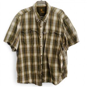 CARHARTT RELAXED FIT FORCE PLAID SHORT SLEEVE BUTTON DOWN SHIRT SIZE 2XL